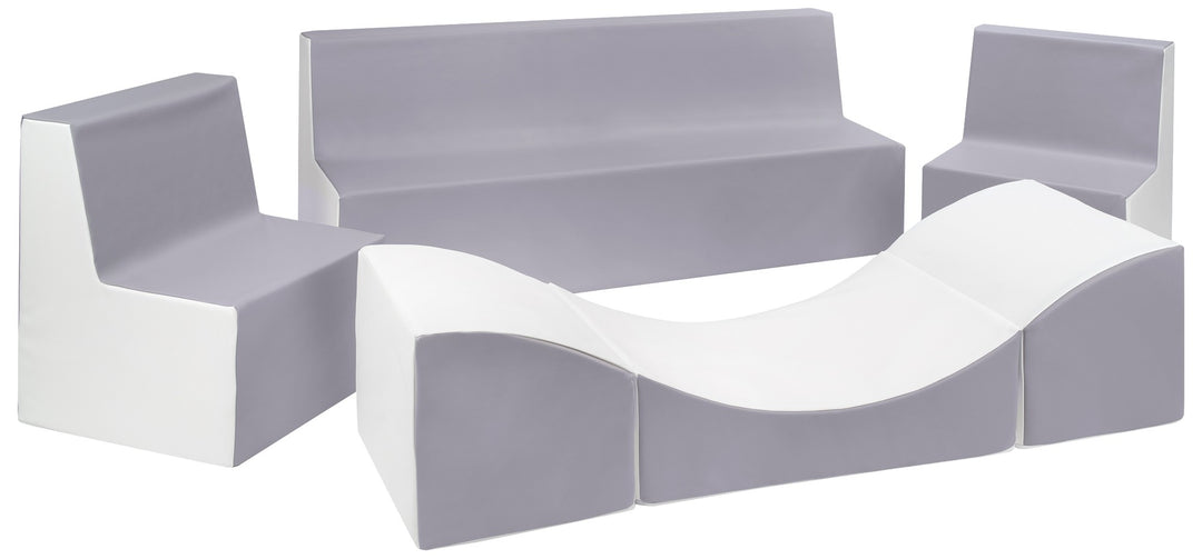 Kids furniture set: 2xarmchair + sofa + lounger, eco leather
