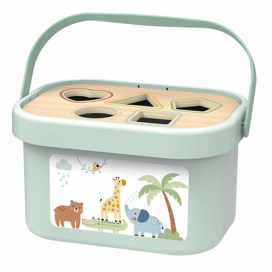 3in1 Toy Box - Sorting Blocks, Stackable Pyramid and Elephant On Wheels
