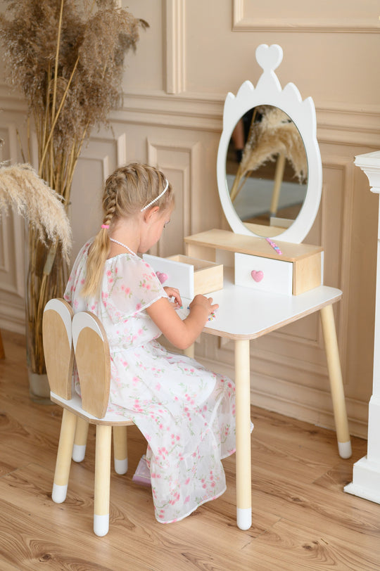 Princess Beauty Table with Mirror - Crown