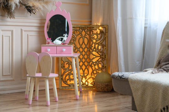 Princess Beauty Table with Mirror - Crown