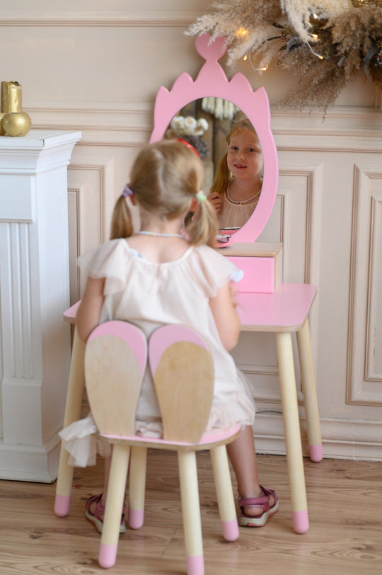 Princess Beauty Table with Mirror - Crown