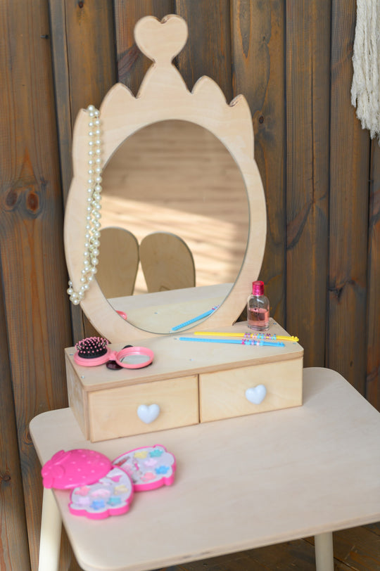 Princess Beauty Table with Mirror - Crown