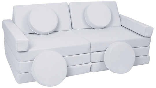 Modular sofa bed, multifunctional foam blocks, car with steering wheel