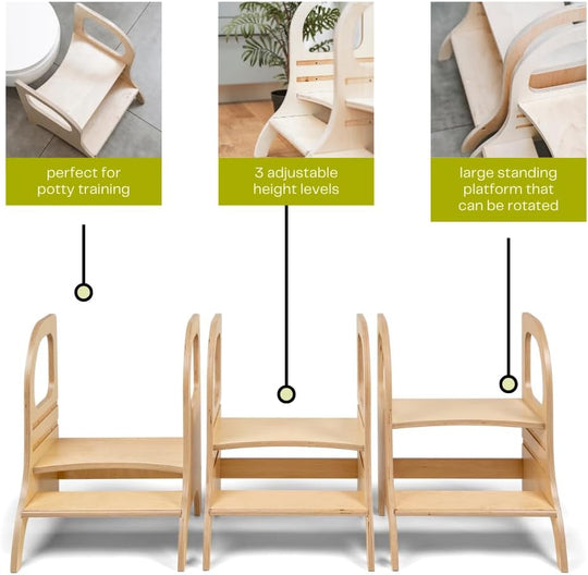 Ette Tete MIIMO® Adjustable Height Step Stool - Natural Wood