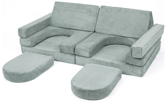 Modular sofa bed, multifunctional foam blocks, car with steering wheel