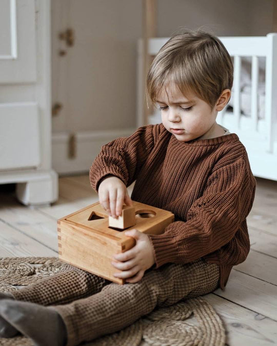 Wooden Shape Sorting Box - Natural