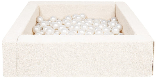 Square bouclé ball pit with 200 balls, 5 elements