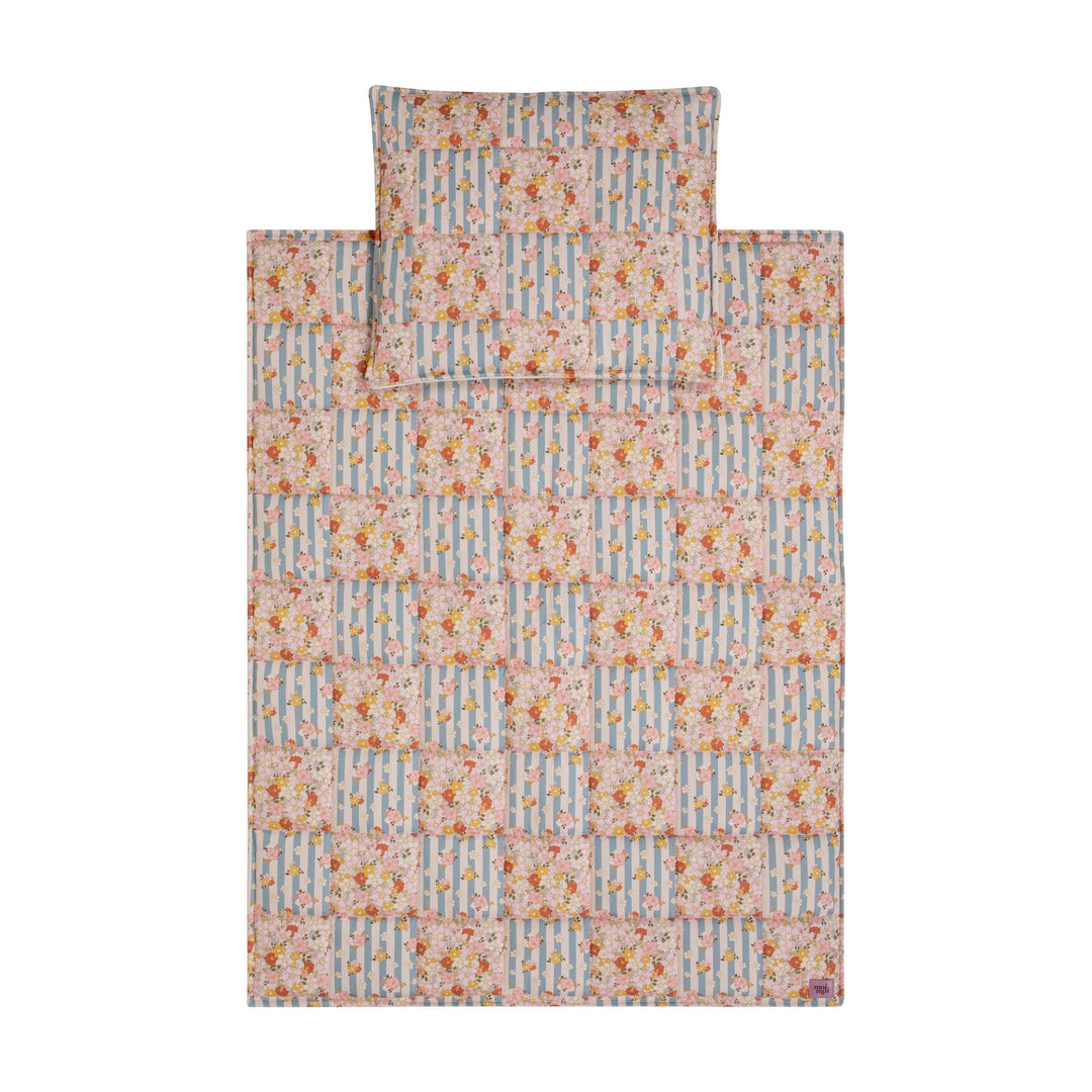 Cotton Quilted Patchwork Blanket + Pillow Set Small - Summer Garden