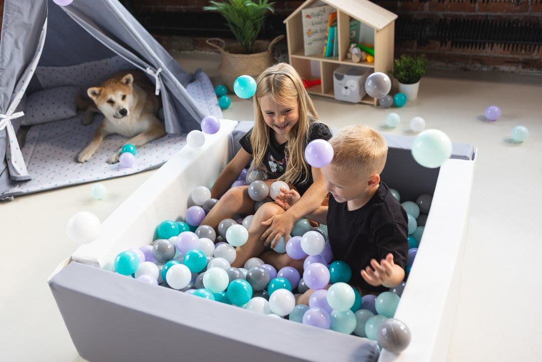 Square eco-leather ball pit with 300 balls, 5 elements