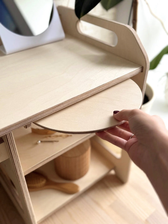 Montessori Wooden Washbasin With Storage for Kids - Large