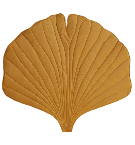 Organic Cotton and Velvet Ginkgo Leaf Playmat - Yellow