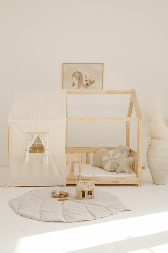 Organic Cotton and Linen Leaf Playmat - Sand