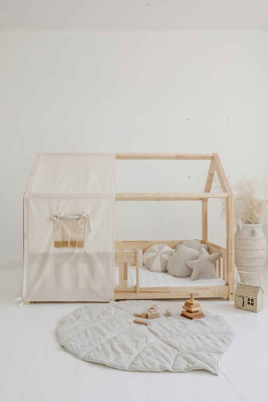 Organic Cotton and Linen Leaf Playmat - Sand