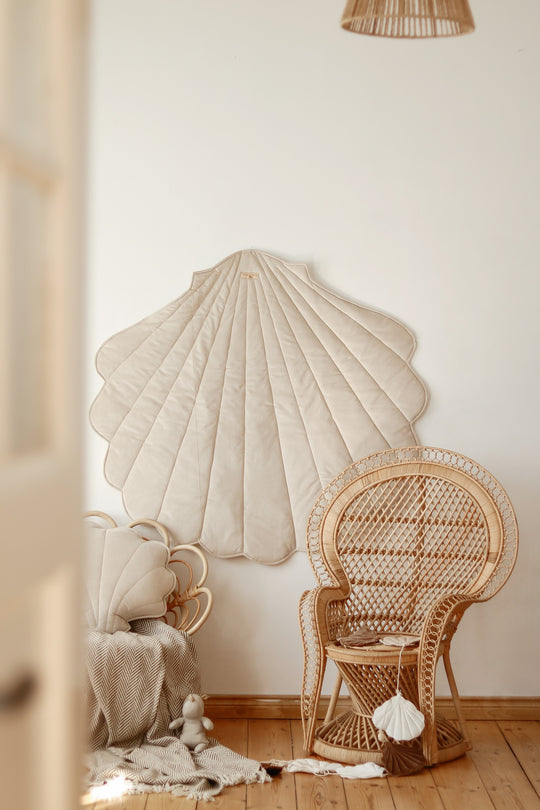 Organic Cotton and Velvet Shell Playmat - Beige