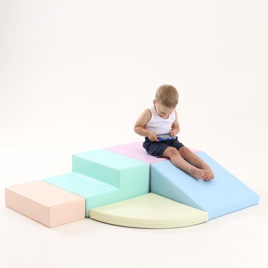 Soft Play 5 Foam Block Set - Light Pastel Corner Climber XL