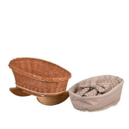Wicker Rocking Cradle Mimi Natural - Beige Bedding