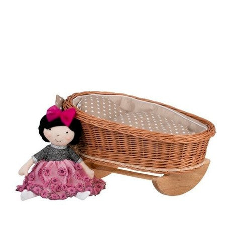 Wicker Rocking Cradle Mimi Natural - Beige Bedding