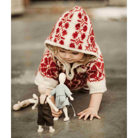 Wooden Walnut Doll with Pants